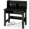 LIFEZEAL Scrivania con Libreria, Scrivania Porta Computer con Cassetto e Multipresa, in Legno, 95x56 cm, Ampio Spazio, Tavolo Postazione di Lavoro, per Ufficio, Studio, Max 140kg, Nero