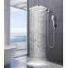 JINYOMFLY Soffione Doccia a Pioggia, 30CM Soffione Doccia alta Pressione, Soffione per Doccia Fisso, Rettangolare Testa Doccia Regolabile, Cromo