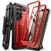 SUPCASE Cover per Samsung Galaxy S25 Ultra con Supporto, [2 Cornici Frontali] [Protezione Schermo Integrata e Clip da Cintura] Custodia Protettiva di Grado Militare per S25 Ultra 6.8'' (Rosso)