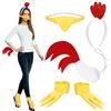 XEPST Set di costumi da gallina e coda, con fascia per gallo, becco di pollo, piedi di pollo, per costume di animali, cosplay, Pasqua, Halloween, feste in costume canivale