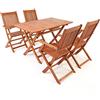 Casaria Set Tavolo e Sedie da Giardino in Legno Acacia Certificata FSC® 5 Pezzi 4+1 Balcone Terrazza Veranda Mobili da Esterno 120x70x75cm