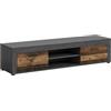 xonox.home Wohnen Jam X8BB4T30 - Tavola bassa, per soggiorno, in legno antico e matera, ca. 160 x 37 x 40 cm