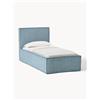 Westwing Collection Letto singolo in velluto a coste con spazio contenitore aggiuntivo Dream - Blu