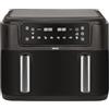 Jocca, Friggitrice ad Aria 10L, Doppia Vasca, Display LED Touch, 2400W, Timer Sincronizzato, Temperatura Regolabile