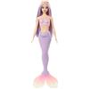 Barbie - Sirena, bambola con capelli rosa e lilla e cerchietto fantasia, corpetto ispirato alle conchiglie e coda color lavanda, giocattolo per bambini, 3+ anni, HRR06