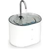 Happy & Polly Fontana per Gatti: Distributore Automatico d'Acqua 2,2L/73oz con Sistema di Filtrazione, Fontana Silenziosa per Gatti e Cani, Flusso a Rubinetto, Funzionamento 24/7 per Interni