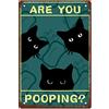 CREATCABIN Are You Pooping Targa in Metallo Gatto Nero Bagno Ferro Segno Poster Retro Vintage Impermeabile per Toilette Toilette Parete Casa caffè Bar Pub Regalo Targa Decor 20x30cm