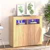 TJROO Credenza Vetrina con Ante 80x35x75 cm Mobile Alto Mobile Contenitore Credenza da Pranzo Armadietto con Ante Credenza Espositore Mobile da Salotto Legno Multistrato Rovere Sonoma