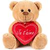 Brubaker Orsacchiotto Orso di Peluche con Scritta Je T'Aime su Un Cuore di Peluche - 25 cm di Altezza
