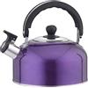Gonetre - Bollitore da tè con fischio, teiera acciaio inox 3 litri, bollitore acqua con manico, resistente, per campeggio, escursioni, cucina, barbecue, festival (viola)