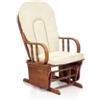 Poltrona dondolo oscillante da allattamento douglas legno massello noce e cuscino beige 68x50x107 cm
