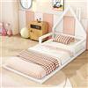 WM Store DE Letto Montessori con Doghe in Legno, Letto a Casetta, Letto per Cameretta per Bambini 4+ Anni, Senza Materasso, 90x200 cm, Bianco | Aosom Italy