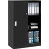 HOMCOM Armadietto da Ufficio a 3 Ripiani con 2 Chiavi di Sicurezza e Ante Scorrevoli, 80x40x120 cm, Nero