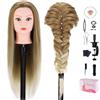 TopDirect Testa per Parrucchieri, TopDirect 75cm Testina per Acconciatura, Marrone | Testa Studio Manichini con Capelli 100% Fibra Sintetica, Manichino Cosmetologia Formazione con Staffa+ DIY Accessori