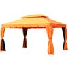 VivaGarden Gazebo Giardino 3x4 mt di Lusso in Alluminio Teli Laterali e Zanzariera colore Arancione - 10870