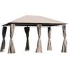 VivaGarden Gazebo Giardino 3x4 mt in Acciaio Telo in Poliestere 6 Pareti Rimovibili 12 Paletti colore Beige - D4C116