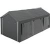 VivaGarden Gazebo per Auto e Feste 6x3 mt con Altezza Regolabile, 4 Porte e 4 Finestre colore Grigio Scuro - A990CGAO66