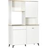 DecHome Credenza Cucina in Truciolato e MDF con Ripiani Aperti Armadietti e Cassetto 119x41x180 cm Bianco