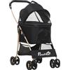 AllMyPets Passeggino per Cani Pieghevole con Trasportino Rimovibile e Tettuccio 82x49.5x98cm colore Nero