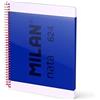 MILAN Quaderno A4 con rilegatura a spirale, copertina rigida, carta a righe, 80 fogli nata blu