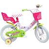 Denver Pink BLOOM - Bicicletta Bambina, Lilla, Verde, Misura 14