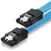 deleyCON 50cm Cavo SATA III S-ATA 3 Dati - Cavo Collegamento HDD SSD Connessione Clip Metallo 6 GBit/s - 2 Connettori L-Type Dritti - Blu