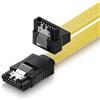 deleyCON 50cm Cavo SATA III (S‑ATA 3) - Cavo Dati/Connessione per HDD e SSD con Clip Metallica - Velocità 6 Gbit/s - 1 Connettore Dritto 1 Connettore a 90° L‑Type - Giallo