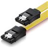 deleyCON 50cm Cavo SATA III S-ATA 3 Dati - Cavo Collegamento HDD SSD Connessione Clip Metallo 6 GBit/s - 2 Connettori L-Type Dritti - Giallo