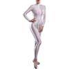 Yaaapiy Tuta da donna per tutto il corpo, tuta da yoga, tuta intera e semitrasparente, body aderente e sexy, con chiusura lampo (bianco opaco)