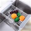XuanYue Scolapiatti da Lavello, Tagliere Allungabile Lavandino, Scolapiatti da Incasso 44cm Acciaio Inox, Scolapiatti Pensile per L'ammollo e la Pulizia di Frutta e Verdura, Drenaggio Piatti