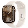 APPLE Watch Series 10 GPS + Cellular 46mm in titanio color oro con cinturino Sport galassia - M/L