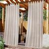 FASCINATDECO Tende esterne impermeabili per terrazze e verande, tende traslucide per gazebo, 2 pezzi, 132 x 213 cm naturale
