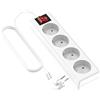 Garza 430065 power-base multipla Basic di 4 prese Schuko, cavo 1.5 mm x 5 m, colore, bianco, Medium