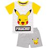 Pokémon Bambini Breve Pigiama da Notte Set di Pokemon Pikachu Faccia Grigia Giallo Boy