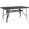 BIZZOTTO Tavolo da Giardino Rettangolare Bizzotto Martinez 150X90X70CM in Acciaio e Vetro Nero - 0802954