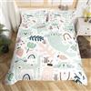 Homemissing Set di biancheria da letto per bambini con stampa di gattini arcobaleno con motivo di gatti e fiori, copripiumino leggero per letto matrimoniale