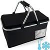 Cepewa - Cestino per picnic pieghevole, con funzione termica, borsa termica, cestino per la spesa, 30 l, colore nero