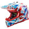 LS2 40437J3302M Casco Motocross MX437 Fast Evo Mini Funky, Bambini, Rosso/Bianco, M