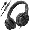 Cowyawn Cuffie USB C cablate, cuffie over-ear con microfono, controllo del volume, suono stereo HD, cuffie leggere pieghevoli per adulti/ragazzi/Chromebook/laptop/computer/tablet/viaggi (nero)