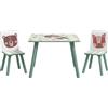 ZONEKIZ Set Tavolino e 2 Sedie per Bambini 3-8 Anni, materiali certificati e i bordi arrotondati, in MDF e Legno di Pino, Verde|Aosom Italy