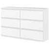 HOMCOM Cassettiera con 6 Cassetti per Camera da Letto in Legno con Guide in Metallo, 120x39x75 cm, Bianco | Aosom Italy
