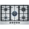 Bosch PCQ7A5B90 Serie 6 - Piano cottura gas, 75 cm, 5 fuochi, FlameSelect, bruciatore Wok, griglie in ghisa, Acciaio inox
