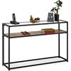 Relaxdays Tavolo Consolle, 2 Ripiani, Mobile da Ingresso Corridoio e Salotto, Metallo e Vetro 70x110x30 cm, Nero Marrone