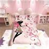 Homemissing Set di biancheria da letto per bambine e bambine, con motivo floreale rosa, con motivo floreale e rami botanici, copriletto matrimoniale, 3 pezzi