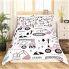 Homemissing Set di biancheria da letto per ragazze e ragazzi e bambini, motivo: macchina/escavatore, trattore, attrezzature, camion, copripiumino rosa grigio, 2 pezzi, biancheria da letto singolo