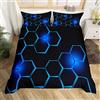 Homemissing Copripiumini Gioco di Sport Ghiaccio a nido d'ape per bambini Set Copripiumino 135x200cm Ragazzo, Bambini, Adolescenti Geometria Decorazione Copripiumone Morbido Geometria Set Nero Blu
