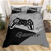 Homemissing Gamer - Set copripiumino da gioco, per ragazzi, per videogiochi, per ragazzi, per videogiochi, con copripiumino e 2 federe, colore: nero e grigio