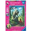 Ravensburger Puzzle per bambini - 12988 Cappuccetto rosso e il lupo - Puzzle da favola per bambini dai 6 anni in su, con 100 pezzi in formato XXL, con glitter