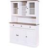 Inter Link - Vetrina - Mobile da cucina - Stoviglie - Mobile da pranzo - Vetrina - Stile cottage - Pino massiccio - 5 ante - 3 cassetti - Westerland 6.2 - Laccato bianco/seppia