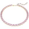 Swarovski Millenia Collana, Gioiello Versatile con Cristalli Viola, Pietre Preziose a Taglio Ottagonale, Chiusura a Moschettone, Placcatura in Tonalità Oro, 38-43 cm, 0,8 cm